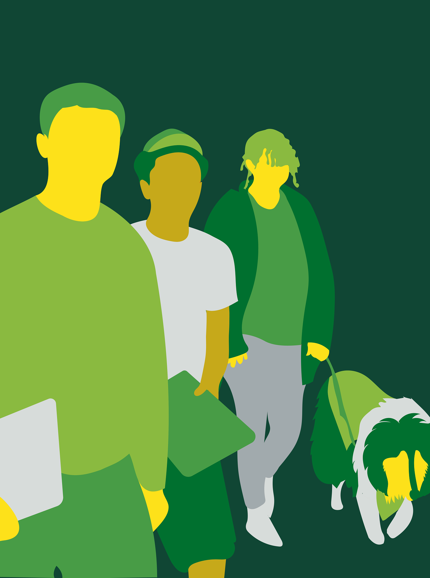Silhouette art of students walking.