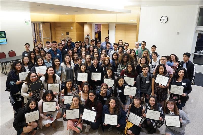 Students awarded scholarships in a group photo