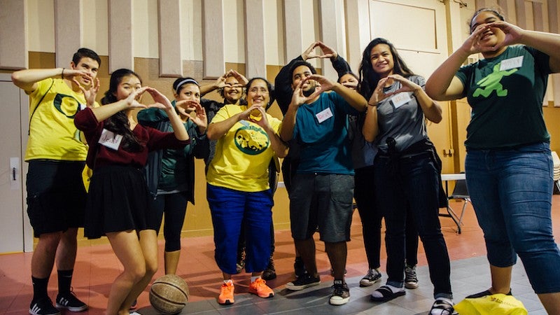 CMAE team raising their "O for Oregon" Symbol 