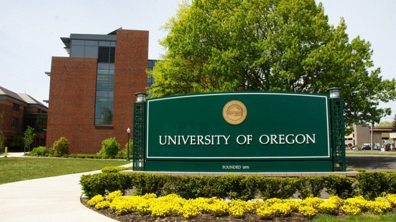 The University of Oregon sign