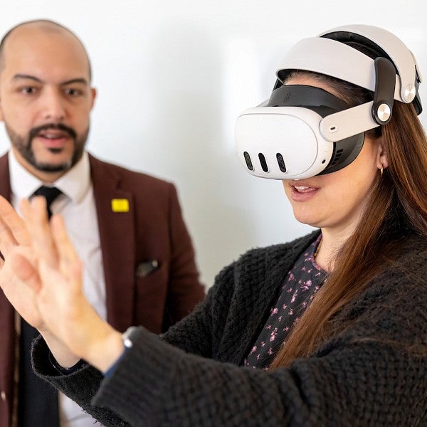 Woman wearing VR headset