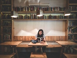 Student Studying in Library