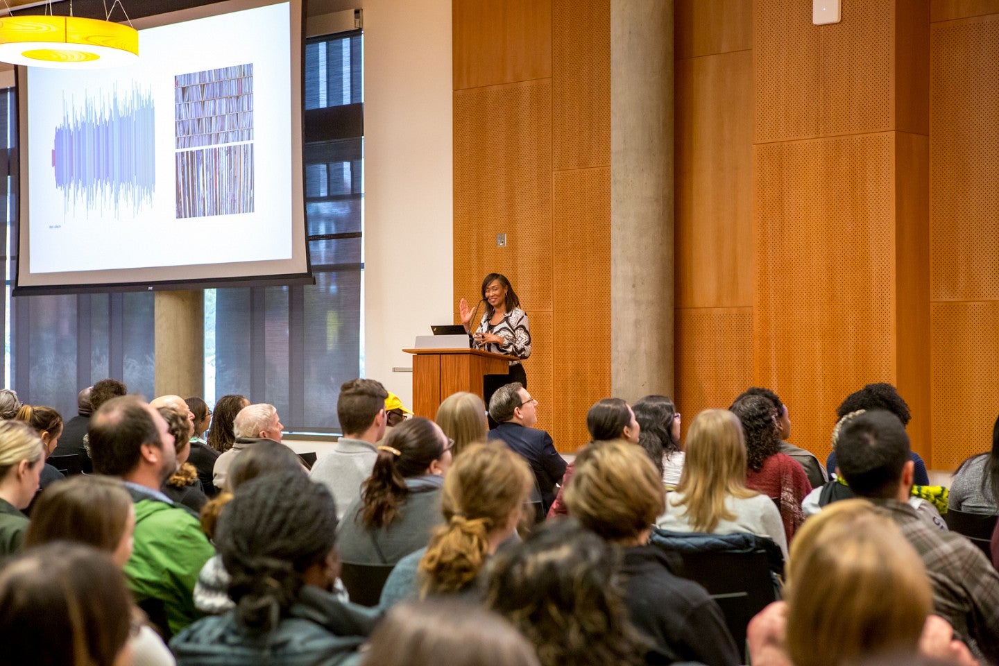 Zena Howard AAWLS 2019 Zena Howard giving a lecture in a big room crowd shot