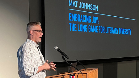 image of Mat Johnson speaking at a podium