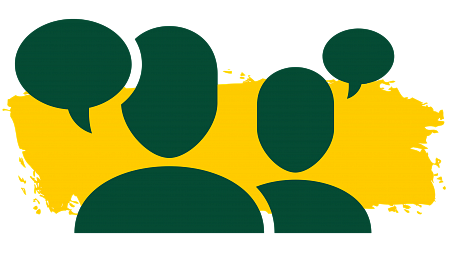 Courageous conversations with words Courageous Conversations Green and Yellow animated style people talking