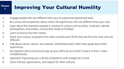 blue and white chart on how to improve your cultural humility