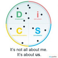 Visual image of disc assessment tool circle in four parts saying it's about us